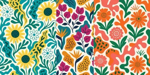 Vibrant Summer Blooms Seamless Patterns