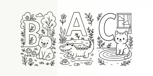 Cute Abc Animals Habitat Coloring Pages