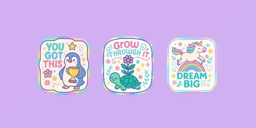 Kawaii Selflove Quote Holo Stickers