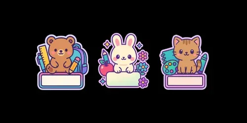 Kawaii Back To School Name Label Stickers