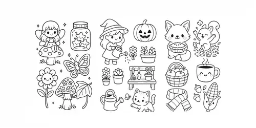 Kawaii & Cozy Coloring Pages