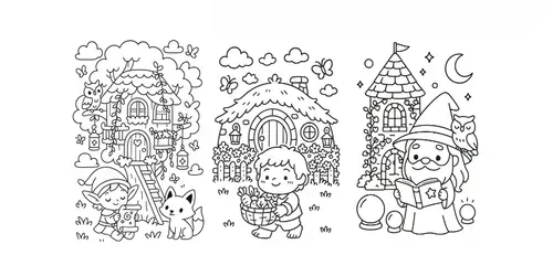 Fantasy Cottage Cute Coloring Pages