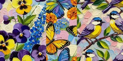 Vibrant Garden Impasto Seamless Patterns