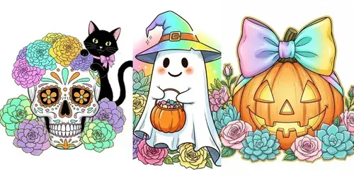 Iridescent Halloween Coquette Clipart 2