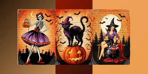 Retro Halloween Junk Journals Posters