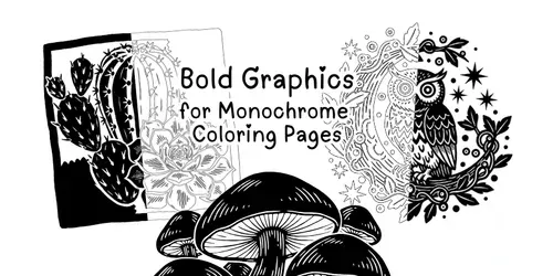Bold Monochrome Graphics For Coloring 2
