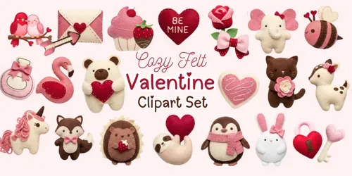 Felt Valentine Plush Pro Clipart Sets