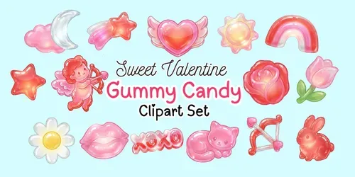 Sweet Valentine Gummy Candy Clipart Sets