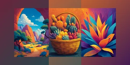 Vibrant Desert Dreams Impasto Wall Art 2