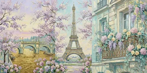 Romantic Paris Gold Impasto Wall Art 2