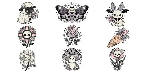 Gothic Cute Spring Kawaii Clipart Sets