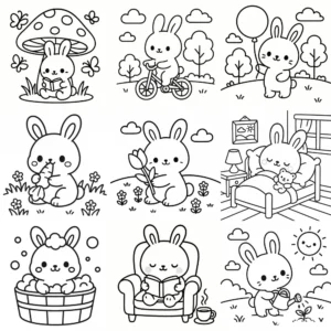 Cozy Spring Bunny Coloring Pages
