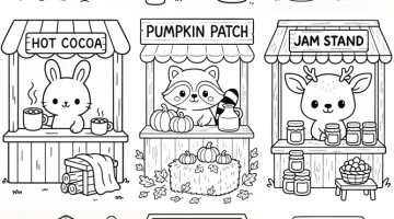 Tiny Cozy Market Coloring Pages