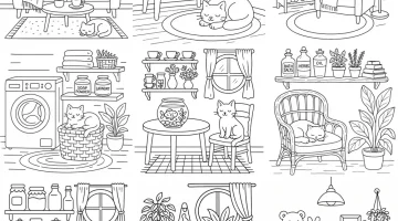 Cozy Shelf Corners Decor Coloring Pages