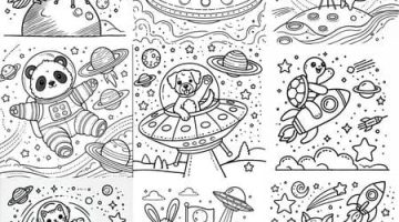 animals space adventures coloring pages-featured