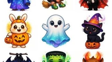 cute halloween costumes animals clipart-featured